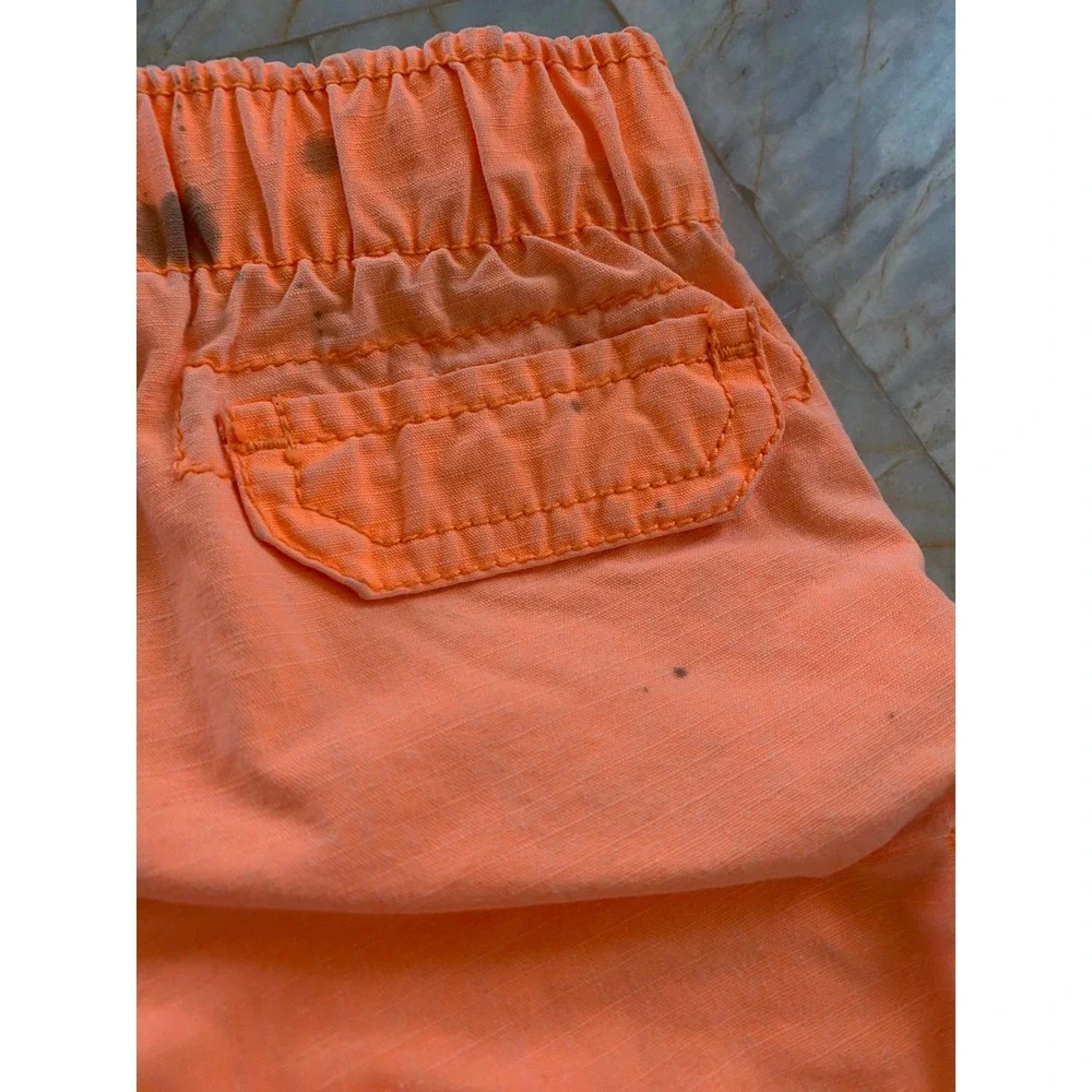 Carters Baby Boy Neon Orange Cargo Shorts 9 Months Elastic Waist Cotton